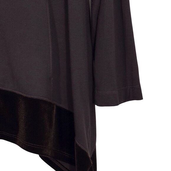 Chicos Zenergy Retreat Velvet Trim Jacket Hooded Espresso Brown Size 2 Large Zip - Picture 7 of 14